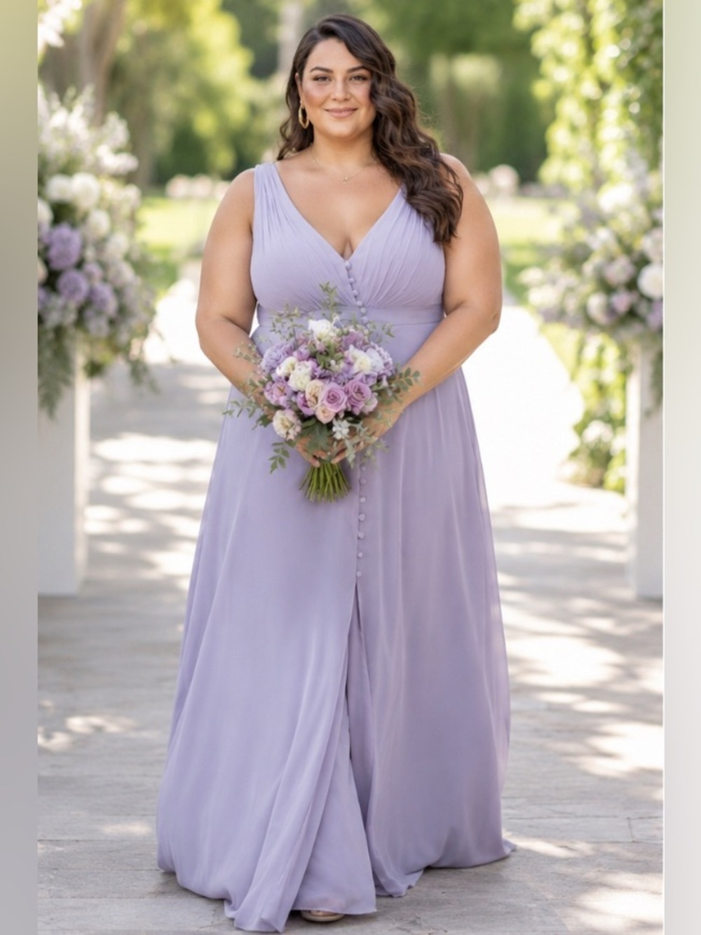Monique Lhuillier bridesmaids lilac maxi dress